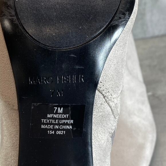 MARC FISHER Women's Light Gray Needit Stretch Square-Toe Block Heel Booties SZ 7 - Picture 8 of 10